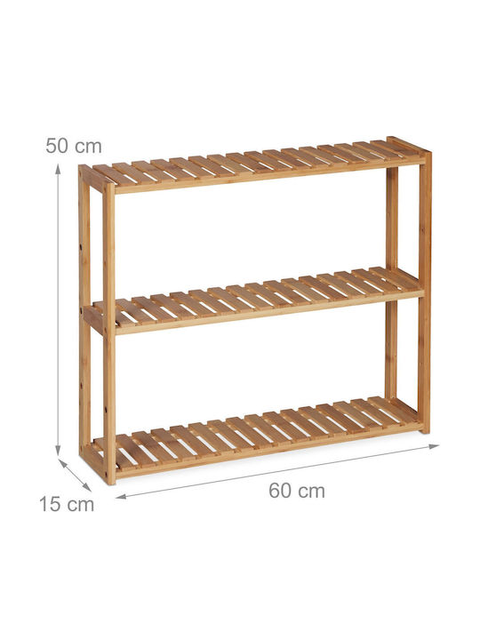 Relaxdays Επιτοίχια Ραφιέρα Μπάνιου Bamboo 50x60x15cm Καφέ