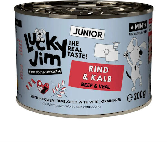 Lucky Jim Υγρή Τροφή για Κουτάβια με Βοδινό, Μοσχάρι, Σολομό και Καρότο 200gr