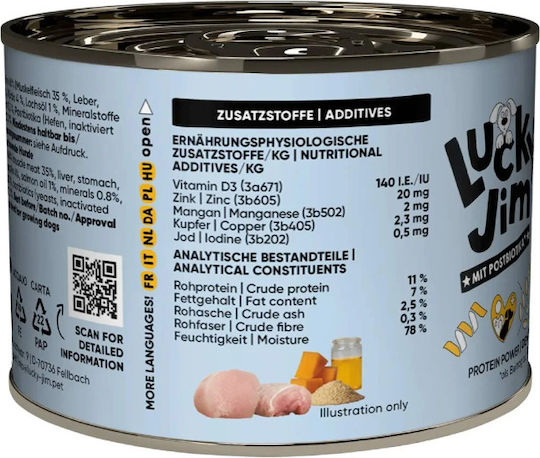 Lucky Jim Wet Food For Puppies With Chicken Salmon And Pumpkin 200gr