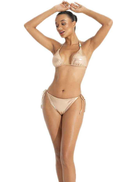 Glow Bikini Slip mit Schnürung Gold