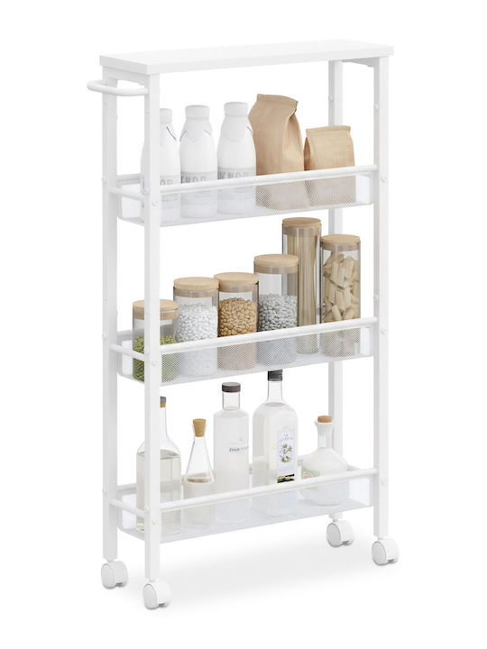 Relaxdays Raft de Baie Metalic de Podea cu 4 Rafturi 77x13x45.5cm Alb