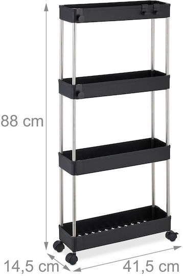 Relaxdays Floor Bathroom Shelf Plastic with 4 Shelves 88x41.5x14.5cm Gray