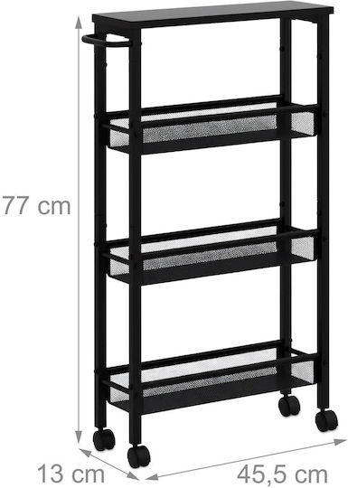 Relaxdays Floor Bathroom Shelf Metal with 4 Shelves 77x13x45.5cm Black