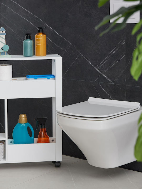 Relaxdays Floor Bathroom Shelf Wooden 71.5x17x50cm White