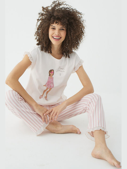 Set Pijamale Dama De Vară Pudră
