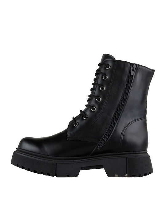 Leather Women's Combat Boots Black