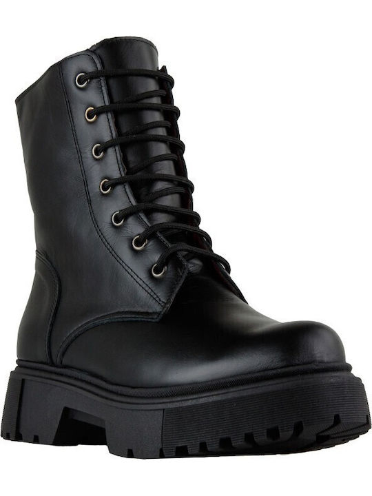 Leather Women's Combat Boots Black