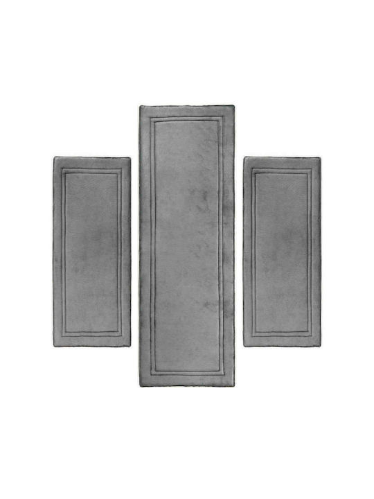 Guy Laroche Softy Modern Velvet Bedroom Rugs Set Charcoal 1176086219000 3pcs