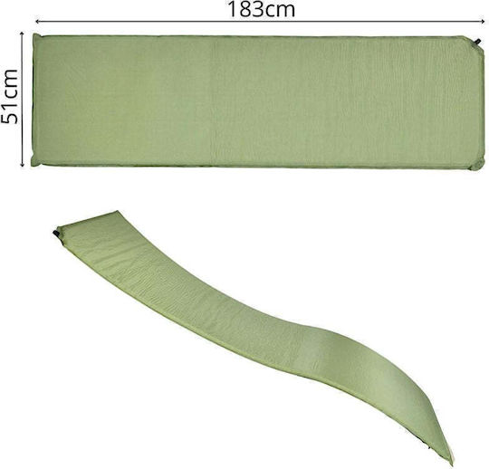 Redcliffs Αυτοφούσκωτο Μονό Υπόστρωμα Camping 183x51cm Πάχους 2.5cm Πράσινο