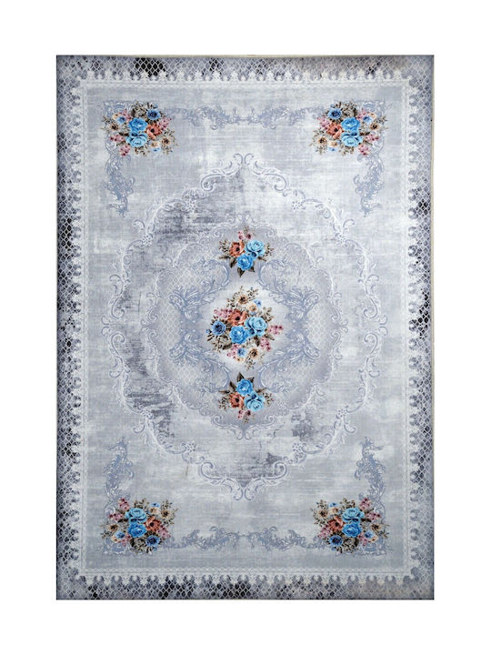 Tzikas Carpets 72005-022 Modern Bedroom Rug Set Cotton Damask Blue 3 Pieces