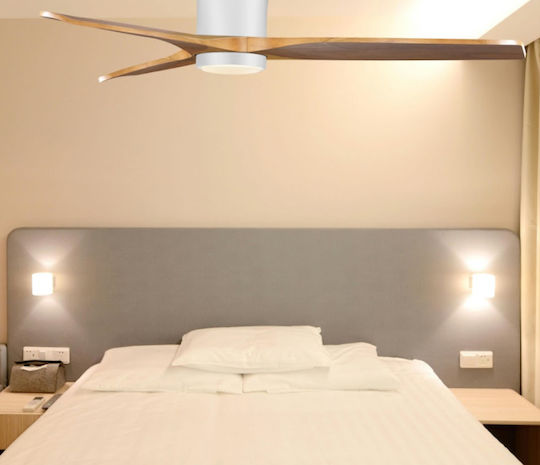 Morris Ceiling Fan 132cm With Light Brown / White