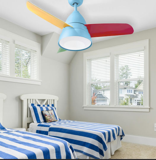 Morris Ventilator De Tavan 91cm Cu Lentile De Mărire Multicolor / Turcoaz