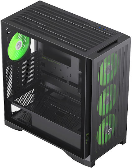 GameMax LEADER 2 Gaming Midi Tower Κουτί Υπολογιστή με Πλαϊνό Παράθυρο και ARGB Φωτισμό Μαύρο