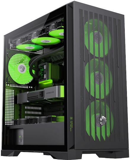 GameMax LEADER 2 Gaming Midi Tower Κουτί Υπολογιστή με Πλαϊνό Παράθυρο και ARGB Φωτισμό Μαύρο
