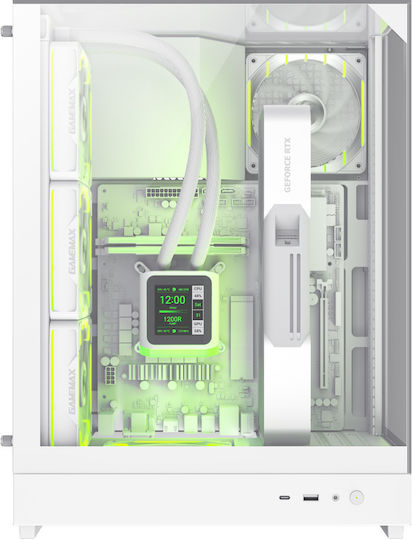 GameMax T20 Gaming Micro Tower Κουτί Υπολογιστή με Πλαϊνό Παράθυρο και ARGB Φωτισμό Λευκό