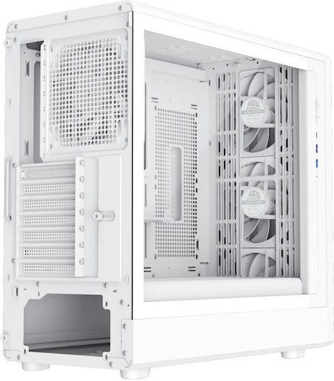 GameMax CLAW 460 Gaming Midi Tower Κουτί Υπολογιστή με Πλαϊνό Παράθυρο και ARGB Φωτισμό Λευκό