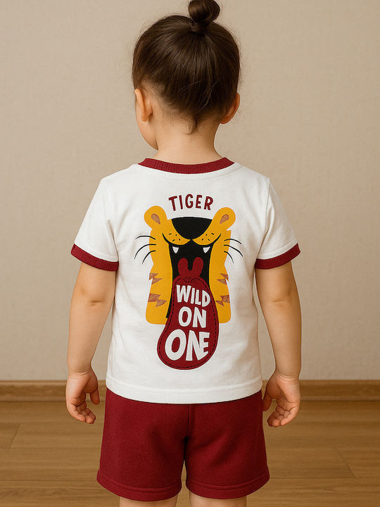 Set De Îmbrăcăminte Pentru Copii Cu Pantaloni Scurți Vară 2 Bucăți Burgundy