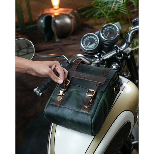 Trip Machine Motorrad-Tanktaschen Lederne 4.4lt Waldgrün