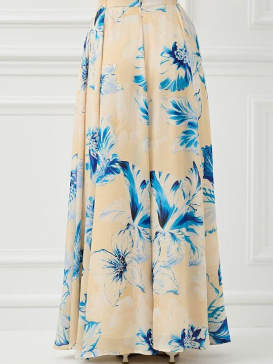 High Waist Maxi Skirt Floral Yellow Pastel