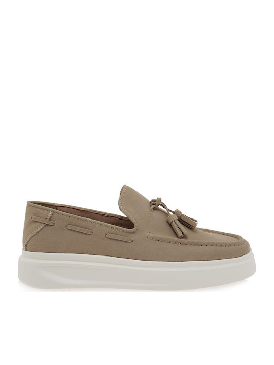 Δερμάτινα Ανδρικά Loafers σε Μπεζ Χρώμα