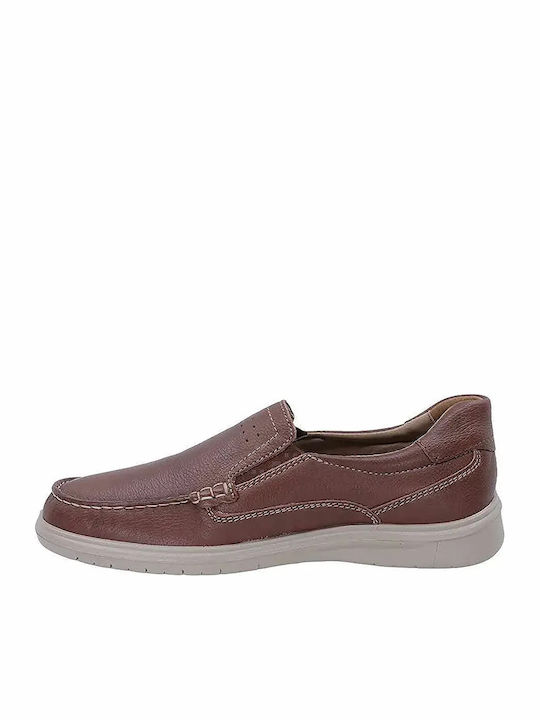 Leather Men's Loafers In Beige Colour