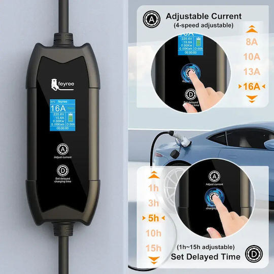 Feyree Portable Single Phase 3.5kW Charging Station with Built-in Cable Type 2