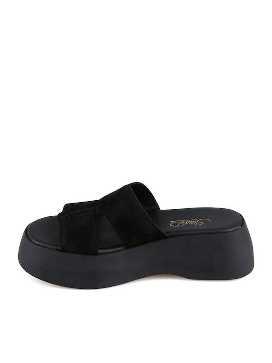 Кожени Дамски Сандали Flatforms Черни