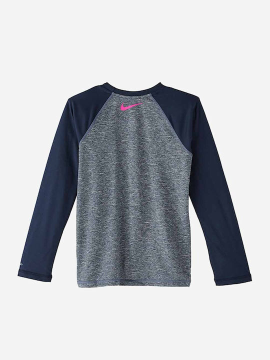 Nike Hydroguard Παιδικό Μαγιό Μπλούζα Μπλε Γκρι