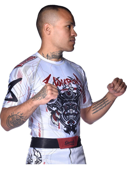 8 Weapons Men's Short Sleeve Shirt 8300023-4-WHRE for Jiu-Jitsu White
