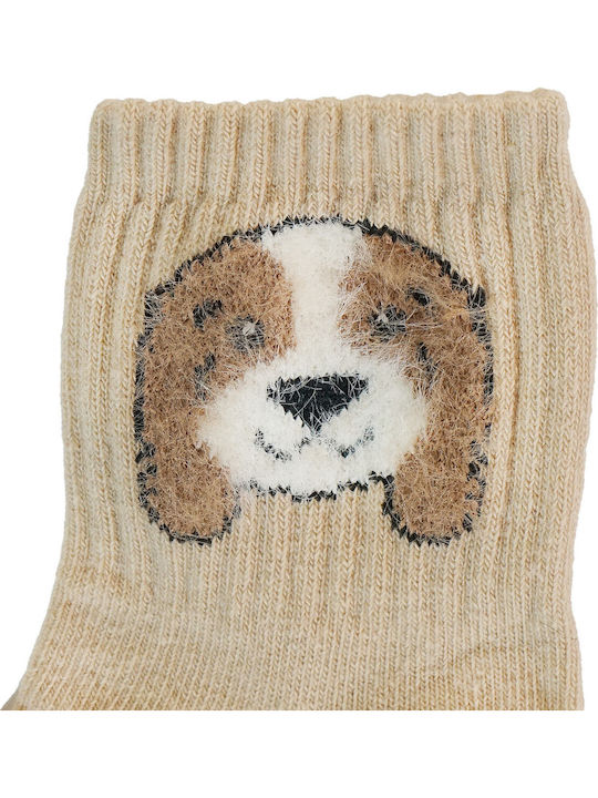 Unlu Kids' Socks Beige Puppy