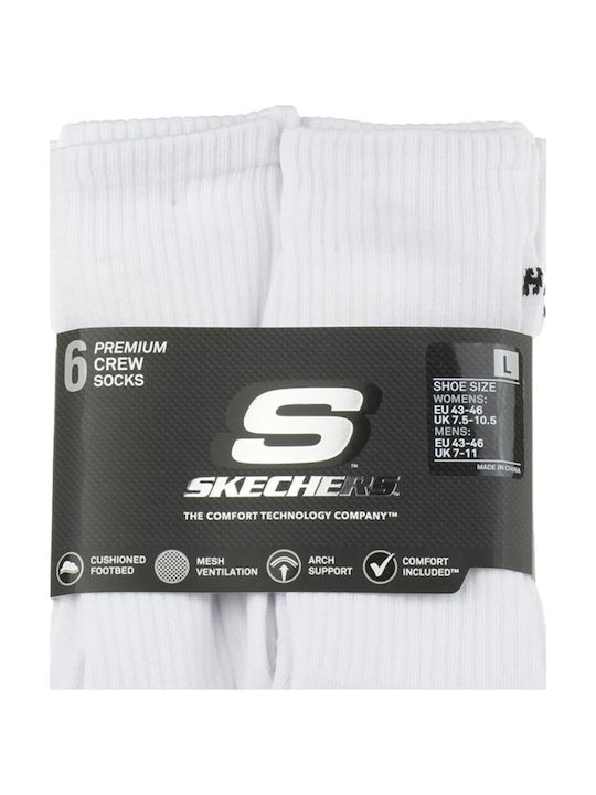 Skechers Core Crew Running Socks White 6 Pairs