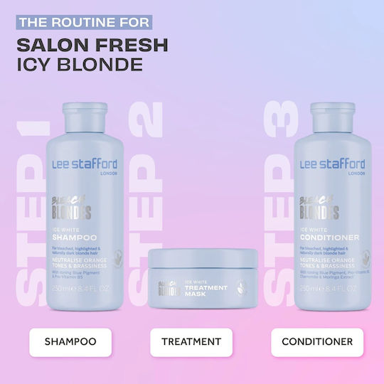 Lee Stafford Bleach Blondes Ice White Toning Shampoos Shine for Coloured Hair 250ml