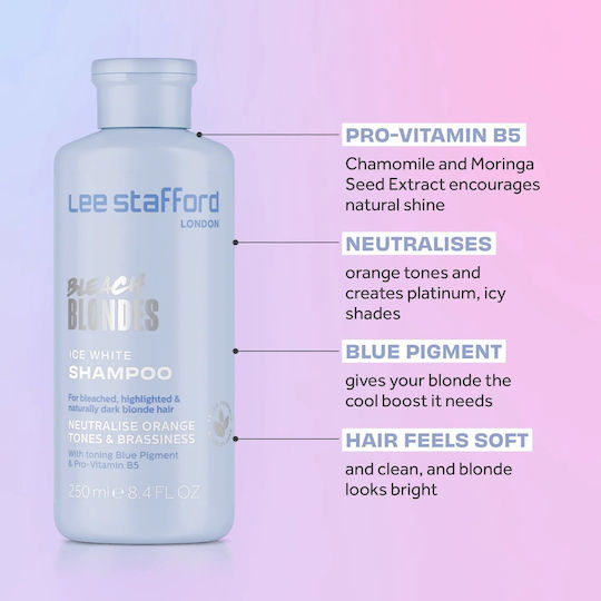 Lee Stafford Bleach Blondes Ice White Toning Shampoos Shine for Coloured Hair 250ml