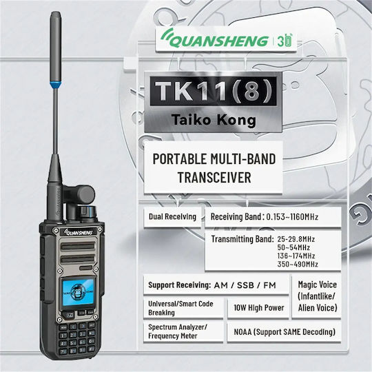 Quansheng TK11 Kabelloser CB- und Zwei-Wege-Funkgerät UHF/VHF 10W