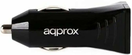 Approx Φορτιστής Αυτοκινήτου 3.1A με Θύρες: 2xUSB Μαύρο Χρώμα