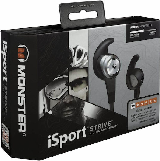 Monster iSport Strive Earbuds Handsfree Headphones with Connector 3.5mm Black