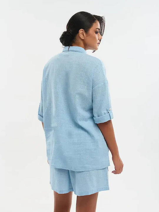 Long Sleeve Women's Shirt Light Blue