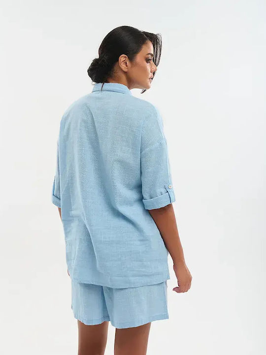 Long Sleeve Women's Shirt Light Blue