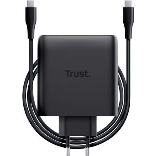 Trust GaN Wireless Charger with 2 USB-C Output Ports 100W Power Delivery Black