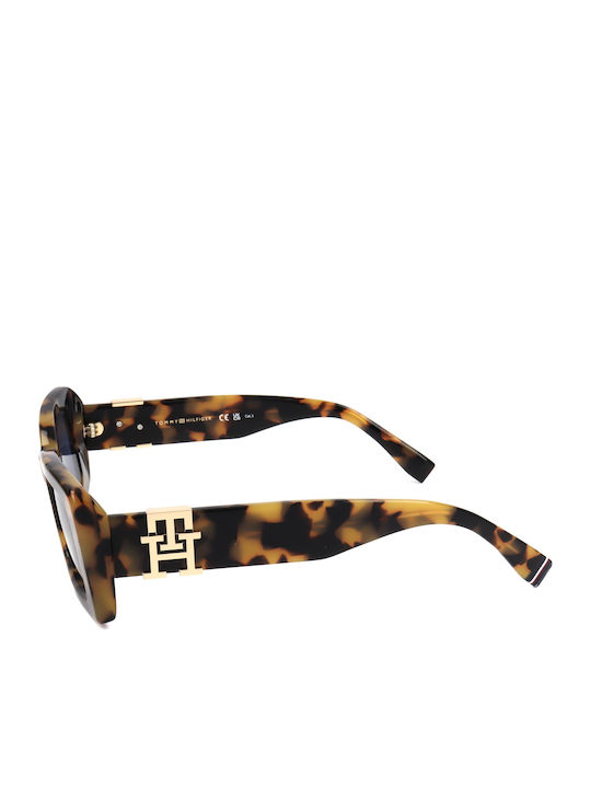 Tommy Hilfiger Women's Sunglasses with Brown Tartaruga Plastic Frame and Blue Lens TH2125/S HJV/KU