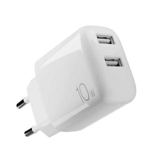 Puro Ladegerät ohne Kabel mit 2 USB-A Anschlüsse 10W Weißs (Prolite)