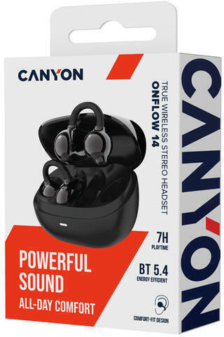 Canyon OnFlow 14 Open Ear Bluetooth Handsfree Headphones with Charging Case Black