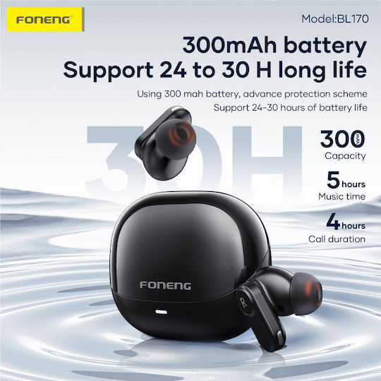 Foneng BL170 In-ear Casti Bluetooth Handsfree cu Husă de Încărcare Albe