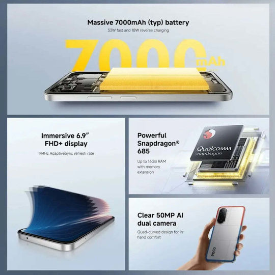 Xiaomi Poco M7 Dual SIM (8GB/256GB) Silver