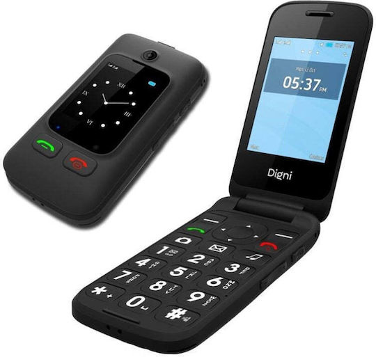 eStar Digni Flip Dual SIM Mobile with Large Buttons Black