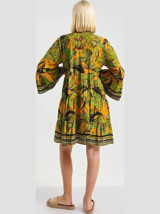 Ble Resort Collection Дамска Къса Плажна Рокля Зелена