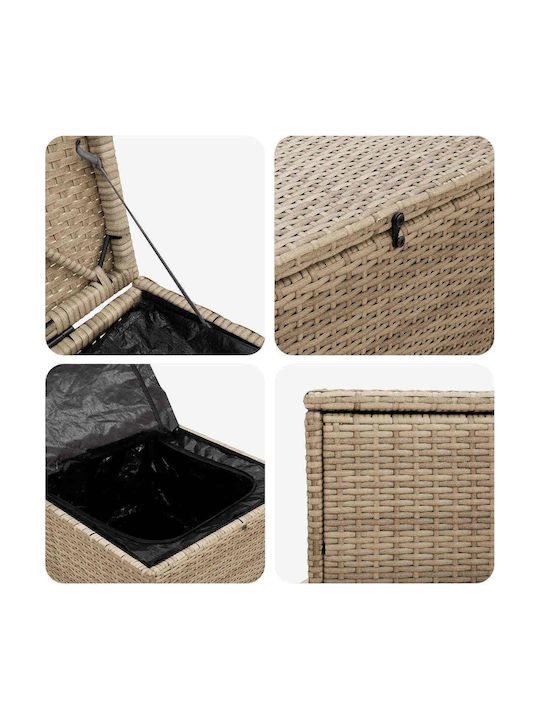 vidaXL Outdoor Storage Box Rattan Beige L55xW55xH69cm vidaXL Outdoor Storage Box Rattan Beige L55xW55xH69cm