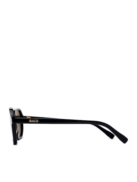 Faos Men's Sunglasses with Black Plastic Frame and Black Lens 489423