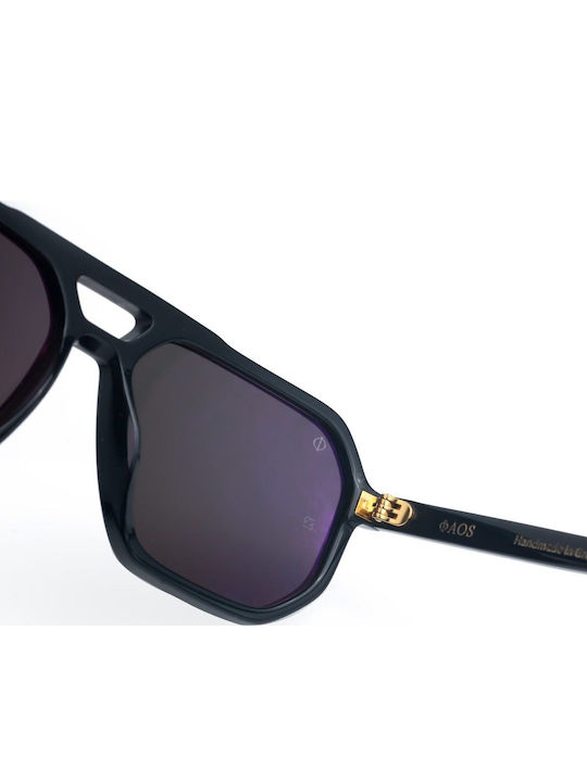 Faos Men's Sunglasses with Black Plastic Frame and Black Lens 489423