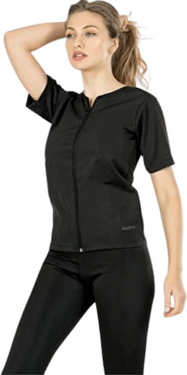Thermal Short Sleeve Slimming Blouse Zipper Unisex Formactive Black
